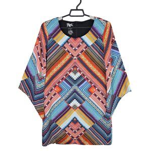 Womens Rock 47 Wrangler Western Multicolor Dress Dolman Sleeve Lined Size S